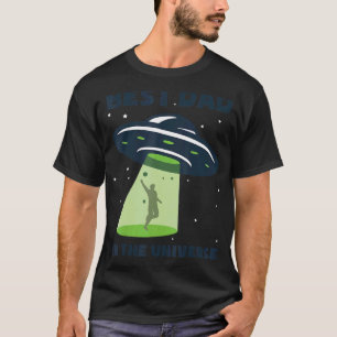 Mens Best Dad In The Universe Alien Dad And Ufo S T-Shirt