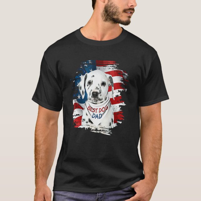 Mens Best Dalmatian Dad Ever American Flag Dog Fat T-Shirt (Front)