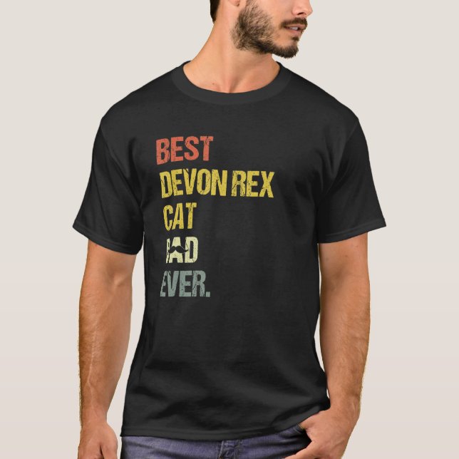 Mens Best Devon Rex Cat Dad  Cat T-Shirt (Front)
