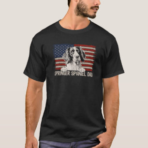 Mens Best Dog Dad Ever American Flag Springer Span T-Shirt
