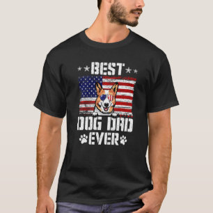 Mens Best Dog Dad Ever Corgi American Flag 4th Of T-Shirt
