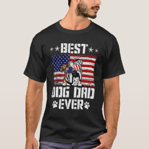 Mens Best Dog Dad Ever English Bulldog American Fl T-Shirt