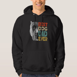 Mens Best Dog Dad Ever Pitbull  Father's Day Retro Hoodie