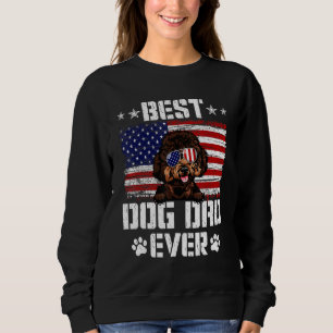 Mens Best Dog Dad Ever Poodle American Flag 4th Of Sweatshirt