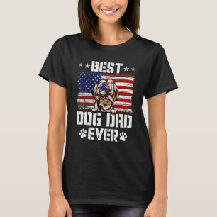 Mens Best Dog Dad Ever Shih Tzu American Flag 4th T-Shirt