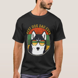 Mens Best Dog Dad Ever Vintage Siberian Husky Dog T-Shirt