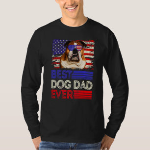 Mens Best English Bulldog Dad Ever American Flag P T-Shirt