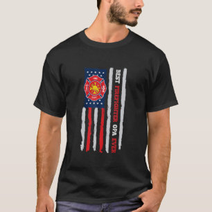 Mens Best Firefighter Opa Ever Us Flag Fireman Fat T-Shirt