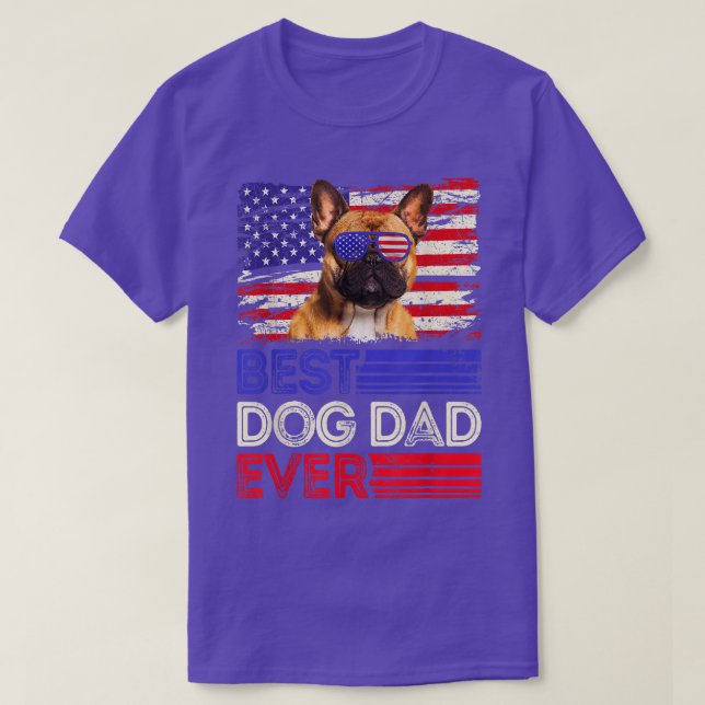 Mens Best French Bulldog Dad Ever American Flag Pa T-Shirt (Design Front)