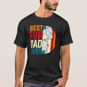 Mens Best Fur Dad Ever Retro Vintage Sunset Dog  C T-Shirt