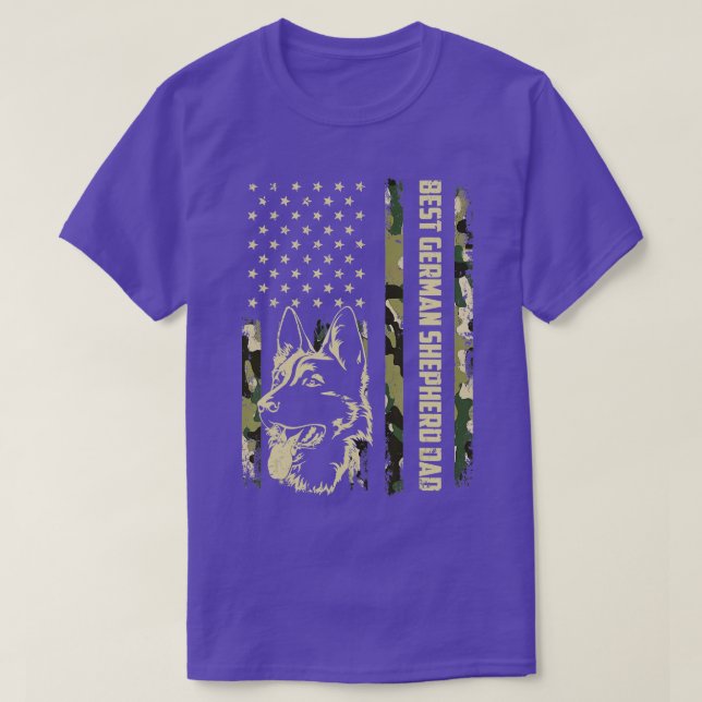 Mens Best German Shepherd Dog Dad Camouflage Ameri T-Shirt (Design Front)