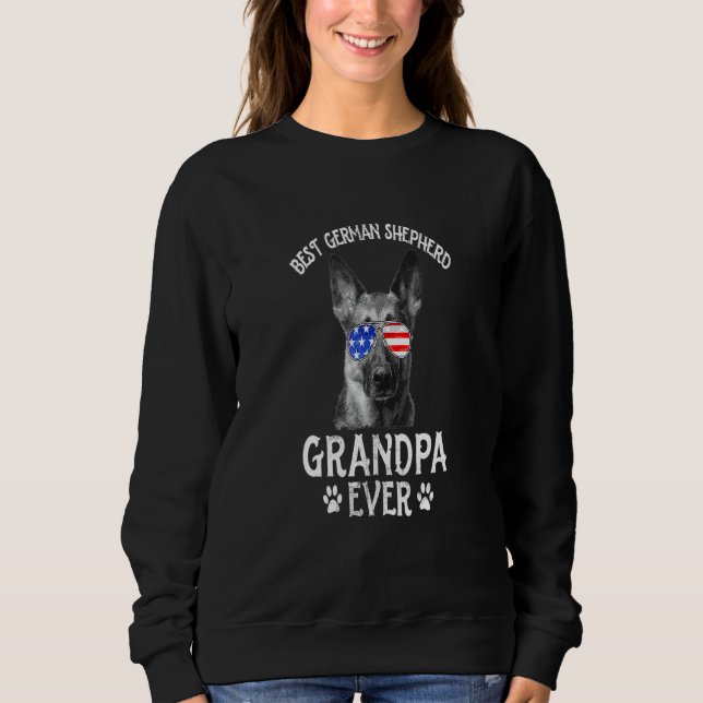 Mens Best German Shepherd Grandpa Ever American Fl Sweatshirt (Front)