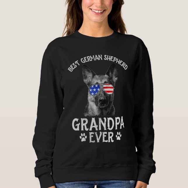 Mens Best German Shepherd Grandpa Ever American Fl Sweatshirt (Front)