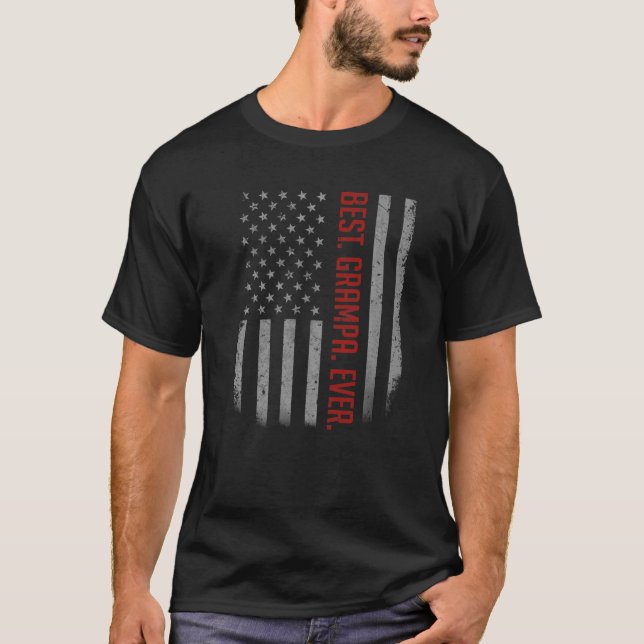 Mens Best Grampa Ever American Flag   For Father's T-Shirt (Front)