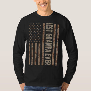 Mens Best Grampa Ever Us American Flag  Grandpa Fa T-Shirt