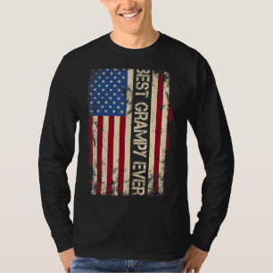 Mens Best Grampy Ever Us American Flag For Father T-Shirt