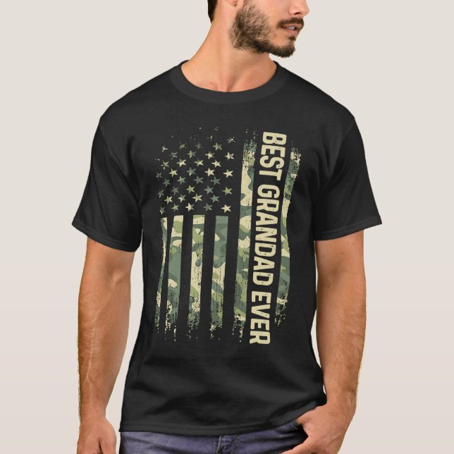 Mens Best Grandad Ever Camo American Flag Father's T-Shirt (Front)