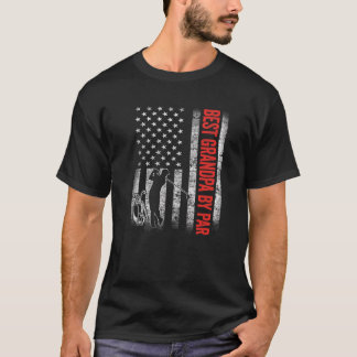 Mens Best Grandpa By Par US American Flag Father's T-Shirt