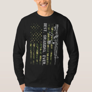 Mens Best Grandpa Ever Pro Gun Fathers Day Usa Fl T-Shirt