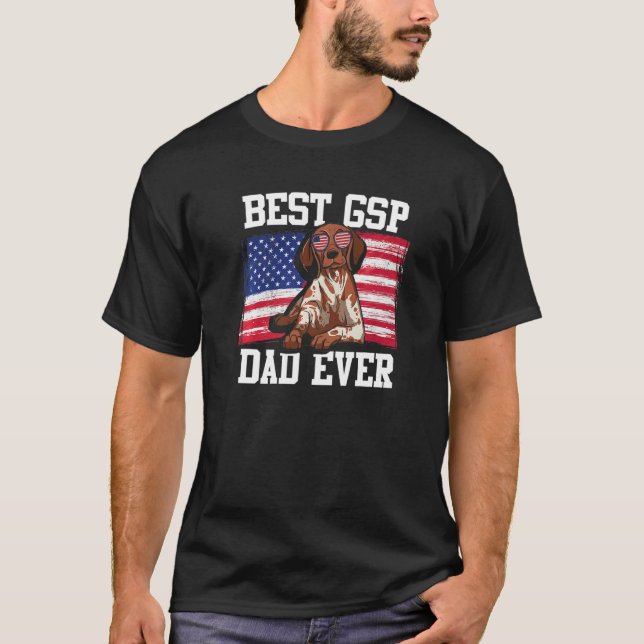 Mens Best GSP Dad Ever US Flag German Shorthaired  T-Shirt (Front)