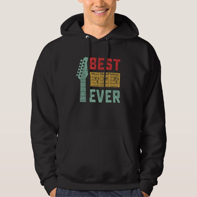 Mens Best Guitar Dad Ever Chords Guitarist Music F Hoodie (Front)