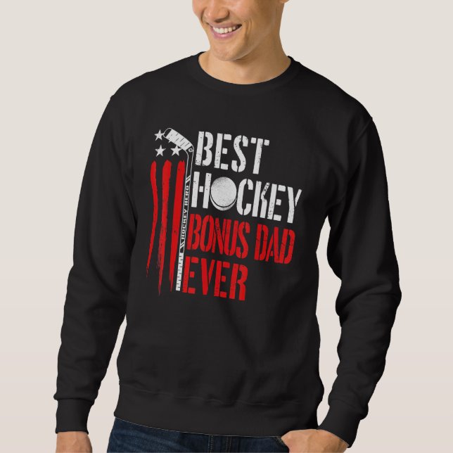 Mens Best Hockey Bonus Dad Ever Coach American Fla Sweatshirt (Front)