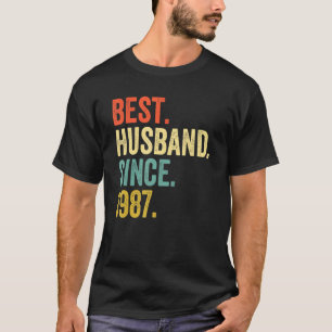 Mens Best Husband Since 1987 35th Wedding Annivers T-Shirt