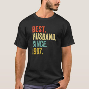Mens Best Husband Since 1987 35th Wedding Annivers T-Shirt