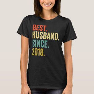 Mens Best Husband Since 2018 4th Wedding Anniversa T-Shirt