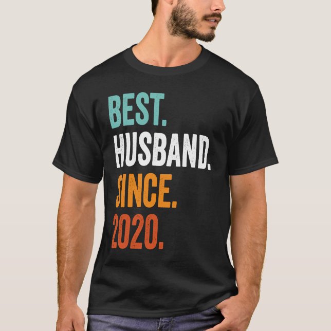 Mens Best Husband Since 2020 3rd wedding anniversa T-Shirt (Front)