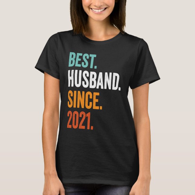 Mens Best Husband Since 2021 2nd wedding anniversa T-Shirt (Front)