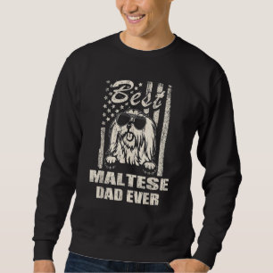 Mens Best Maltese Dad Ever Vintage Retro flag Dog Sweatshirt