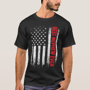 Mens Best Nephew Ever American Flag Father's Day T-Shirt