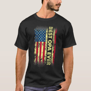 Mens Best Opa Ever Fathers Day Us American Flag V T-Shirt