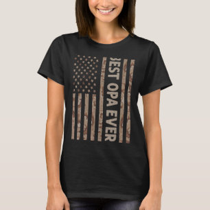 Mens Best Opa Ever Us American Flag  Grandpa Fathe T-Shirt
