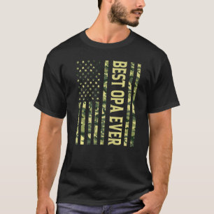 Mens Best Opa Ever Us American Flag Grandpa Fathe T-Shirt