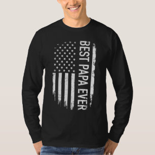 Mens Best papa ever us american vintage flag for g T-Shirt