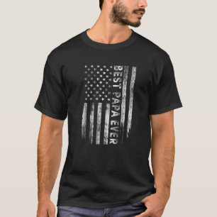Mens Best Papa Ever Vintage American Flag Dad Fath T-Shirt