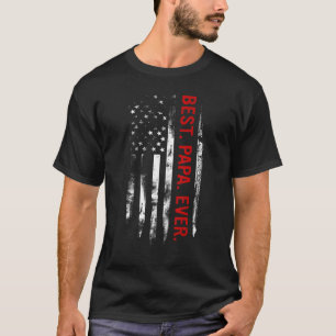 Mens Best Papa Ever Vintage US American Flag Fath T-Shirt