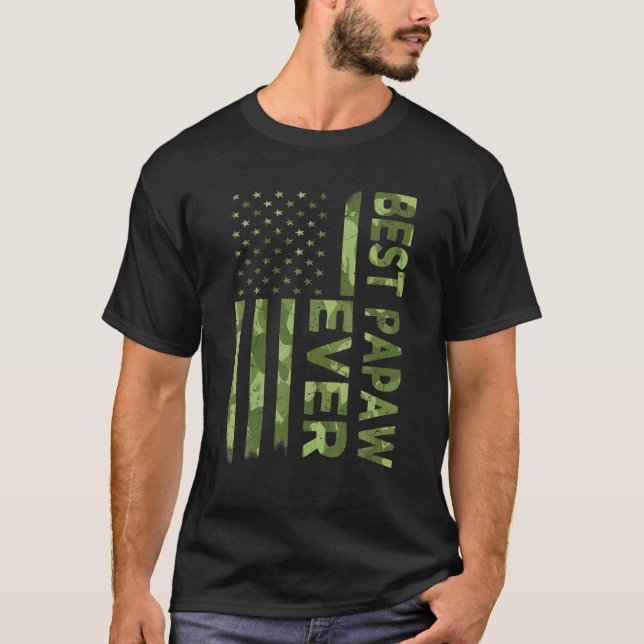 Mens Best Papaw Ever Father's Day Camouflage Ameri T-Shirt (Front)