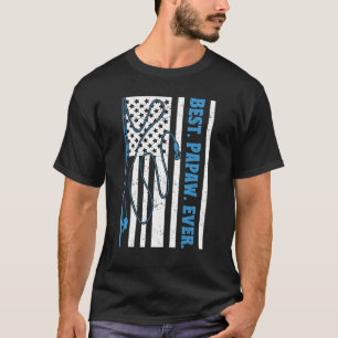 Mens Best Papaw Ever Fishing American Flag Vintage T-Shirt