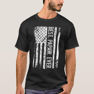 Mens Best Papaw Ever Us American Flag Father's Day T-Shirt