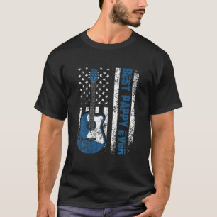 Mens Best Pappy Ever American Flag Guitar Christma T-Shirt
