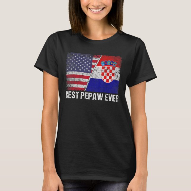 Mens Best Pepaw Ever Croatia Flag Patriotic Dad Da T-Shirt (Front)