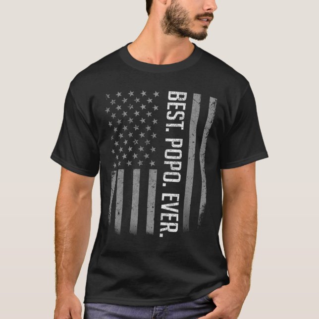 Mens Best Popo Ever US American Flag Shirt Gifts F (Front)