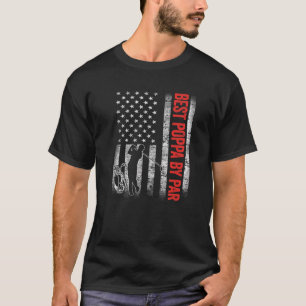 Mens Best Poppa By Par US American Flag Father's D T-Shirt