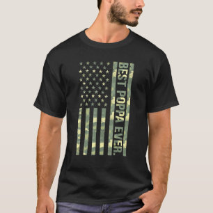 Mens Best Poppa Ever Us American Flag Camo Fathers T-Shirt