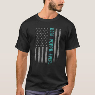 Mens Best Poppa Ever Us American Flag   For Father T-Shirt