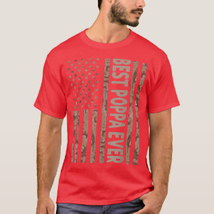 Mens Best Poppa Ever US American Flag Funny Grandp T-Shirt