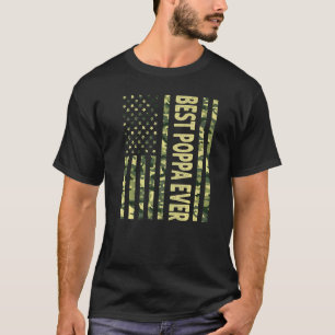 Mens Best Poppa Ever Us American Flag Grandpa Fat T-Shirt